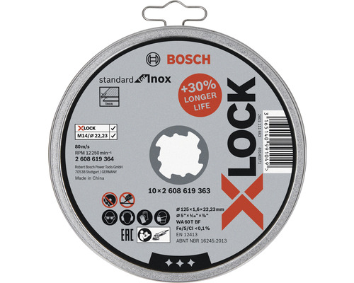 Disque à tronçonner Bosch X-Lock Standard for Inox, diamètre 125 millimètres