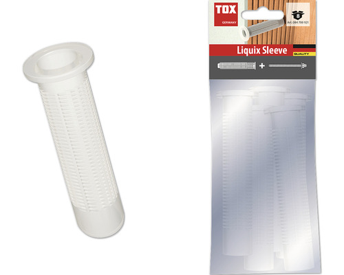 Douille treillis Tox Liquix Sleeve 12x80 mm 4 pièces Cheville TOX Liquix Sleeve et emballage