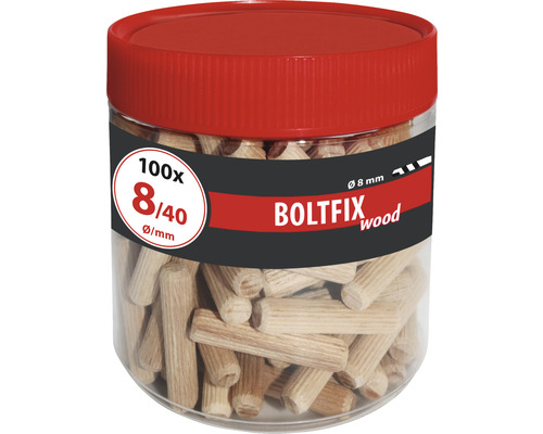 Cheville à bois Tox Boltfix wood 8x40 mm 100 pièces 100 chevilles en bois, diamètre huit millimètres, longueur 40 millimètres