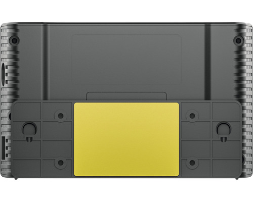 Rückansicht eines elektronischen Geräts mit Montagemöglichkeiten