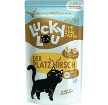 Lucky Lou nourriture pour chat volaille et cerf à la pomme, paquet de 125 grammes