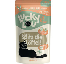 Aliment pour chat Lucky Lou volaille et lapin à la pomme pour chats adultes