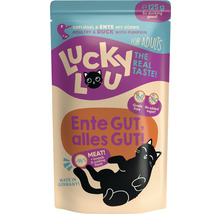 Aliment pour chat Lucky Lou volaille et canard à la courge en sachet de 125 grammes