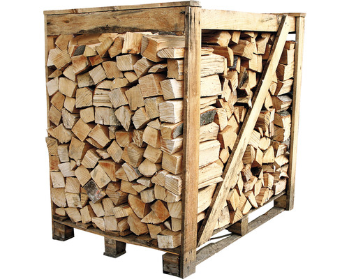 Bois de cheminée bois de chauffage conifères 1 stère Bois de chauffage dans une caisse en bois sur palette