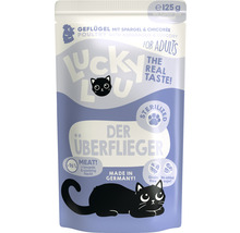 Aliment pour chat Lucky Lou volaille aux asperges et à la chicorée pour chats adultes, paquet de 125 grammes