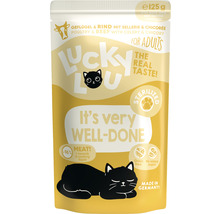 Lucky Lou nourriture pour chat volaille et boeuf avec céleri et chicorée pour chats adultes, 125 grammes