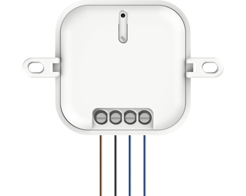 Appareil Smart Home blanc avec bornes de raccordement et câbles
