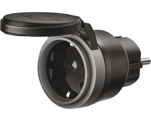 Adaptateur de prise avec couvercle rabattable pour l''extérieur