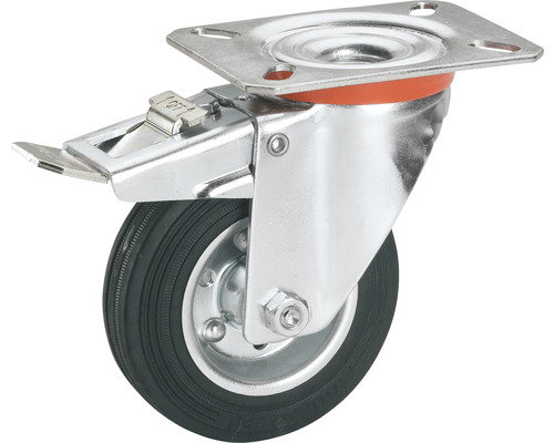 Roue pivotante avec frein et platine de fixation