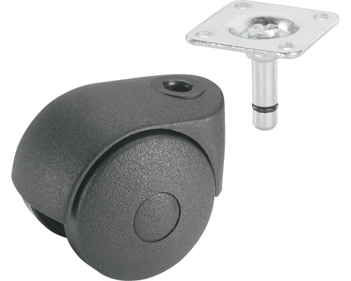 Roulette pour meubles avec plaque de montage