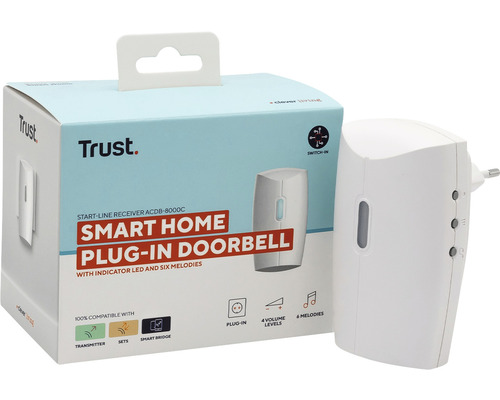 Trust Smart Home Funk-Türklingel mit Stecker und Verpackung