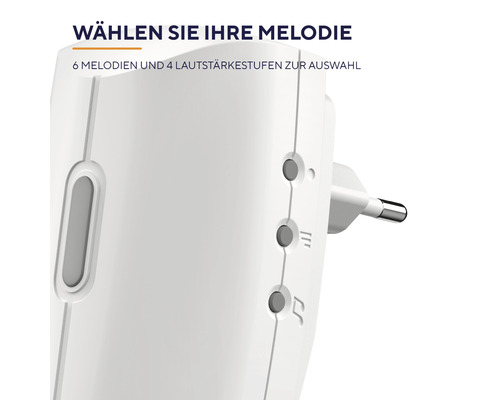 Weißer Funkgong für die Steckdose mit mehreren Melodien