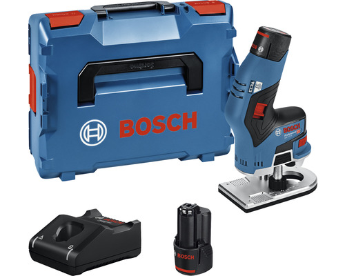 Affleureuse Bosch Professional GKF 12V-8, avec 2 batteries (3.0Ah), chargeur et L-BOXX 136