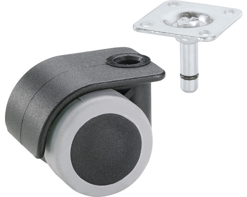Tarrox Roulette pour conteneur, jusqu'à 70 kg, 35 x 50 mm noir/gris Roulette pour meubles avec plaque et tige