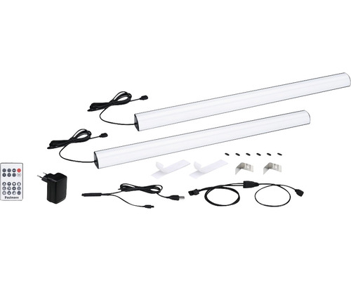 Zwei LED-Leuchten inklusive Fernbedienung, Netzteil und Befestigungsmaterial
