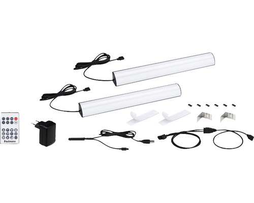 Paulmann Möbelleuchte Set mit zwei Leuchten, Fernbedienung, Netzteil und Zubehör