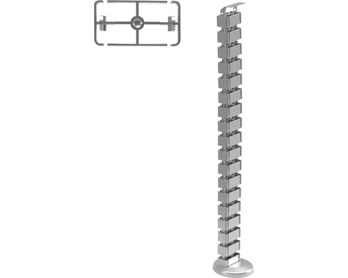 Guide-câbles FLEXIT RE 4 argent pour piètements de table réglables en hauteur Images d''un lampadaire et d''une fixation au plafond.