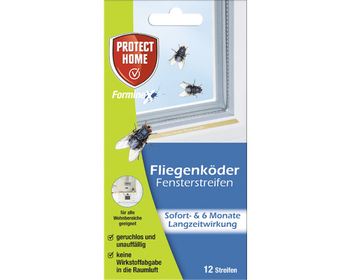 Piège à mouches attrape-mouches Protect Home bandes pour fenêtres 12 pces