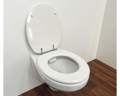 WC suspendu avec couvercle de toilette ouvert