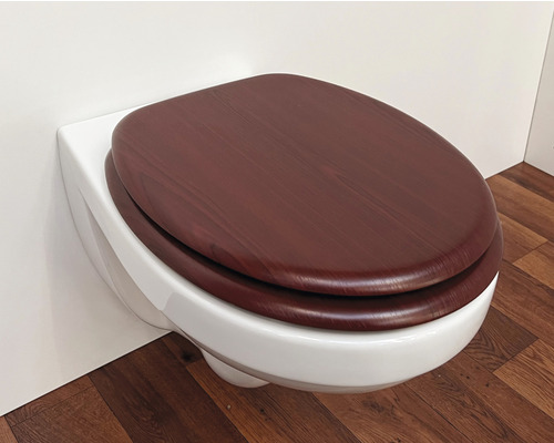 Wand-Tiefspültoilette mit Holz-Toilettensitz