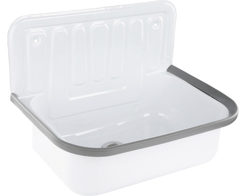 Lavabo Extérieur Avec Meuble - Évier Blanc 55cm + Robinet - En Polypropylène - Pour Jardin, Garage, Buanderie - 2