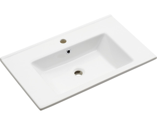 Vasque pour meuble Pelipal Quickset 313 75 x 45 cm blanc brillant 980.997541 Vasque en céramique avec trou de robinetterie et trop-plein