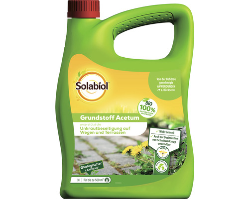 Substance de base Acetum Solabiol aide à lutter contre les mauvaises herbes, à désinfecter les outils de coupe, concentré 3 l jusqu'à 500 m²