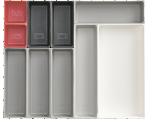 Range-couverts Joseph & Joseph Duo avec 10 compartiments gris rouge 85191