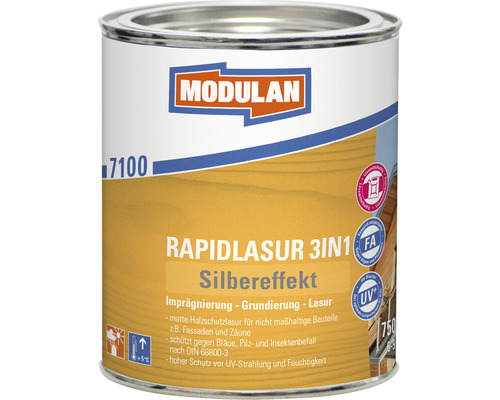 Lasure express MODULAN 3en1 effet argent gris aluminium 750 ml