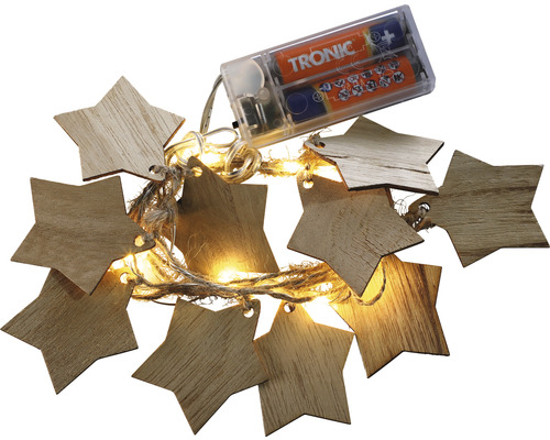 Guirlande lumineuse LED Lafiora avec suspension étoile en bois L 150 cm 15 LED couleur d'éclairage blanc chaud
