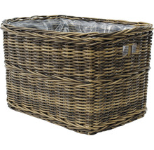 Rechteckiger Pflanzkorb aus Rattan mit Kunststoffeinsatz