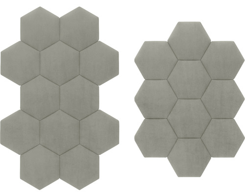 Deux panneaux acoustiques hexagonaux gris