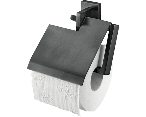 Dérouleur de papier toilette avec couvercle HACEKA Edge graphite brossé 1208801