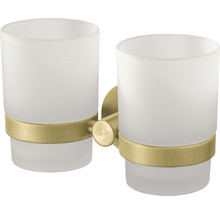 Double support mural pour gobelets à brosses à dents avec deux verres