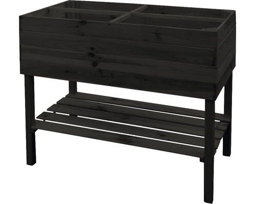 Jardinière sur pieds en bois avec étagère