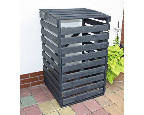 Cache-poubelle promadino pour 1 poubelle 120 l 67,5 x 63 x 111 cm anthracite Cache-poubelle en bois pour l''extérieur