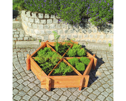 Jardinière surélevée, parterre d'herbes promadino Julia avec film 111 x 111 x 27 cm marron miel