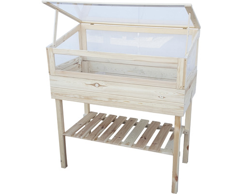 Jardinière surélevée en bois avec bac à plantes et étagère