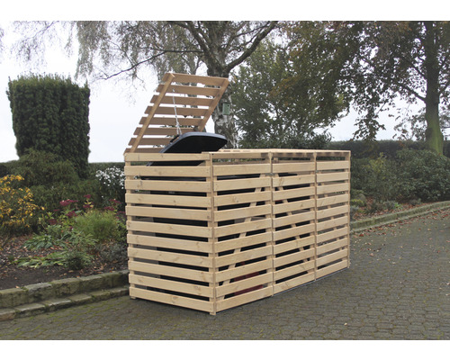 Cache-poubelle de jardin Müllbox HIDE en bois naturel 2x240L