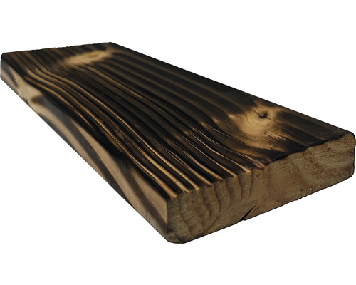 Planche en sapin de Douglas Yakisugi flammé et brossé 1980 x 90 x 21 mm Planche de bois brûlée