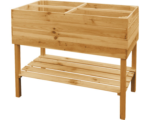 Jardinière surélevée en bois avec espace de rangement