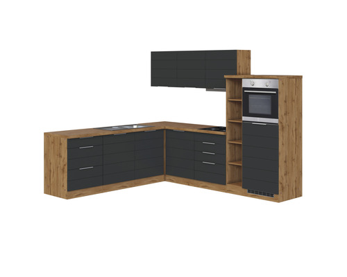 Held Möbel Winkelküche mit Geräten Florenz 240 cm grau matt zerlegt Variante reversibel