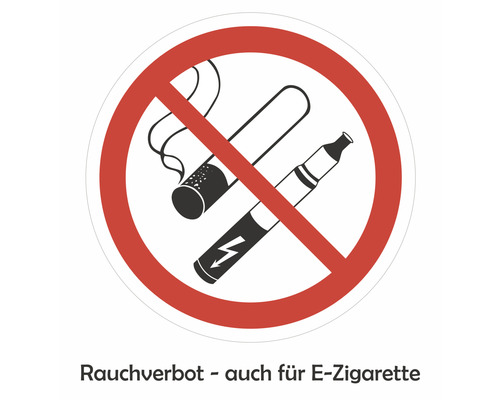 Verbotsschild "Rauchverbot - auch für E-Zigarette" Ø 60 mm