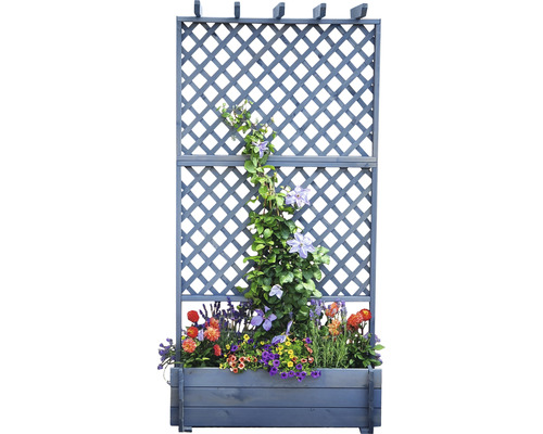 Bac pour plantes grimpantes en bois avec pergola 102 x 65 x 200 cm gris