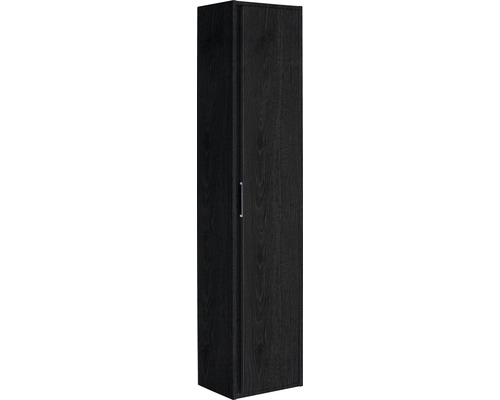 Schwarzer Hochschrank mit einer Tür und einem Metallgriff