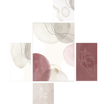 Collage mit abstrakten Formen und Illustrationen für die Wandgestaltung