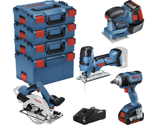 Set d''outils sans fil avec logo Bosch et quatre boîtes à outils