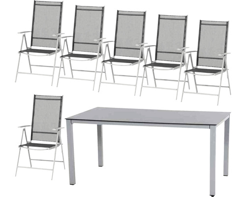 Gartenmöbelset Siena Garden 6 -Sitzer bestehend aus: 6 Stühle, Lofttisch Metall silber