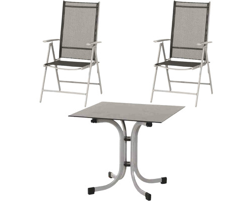 Gartenmöbelset Siena Garden 2 -Sitzer bestehend aus: 2 Stühle,Tisch eckig, Metall silber