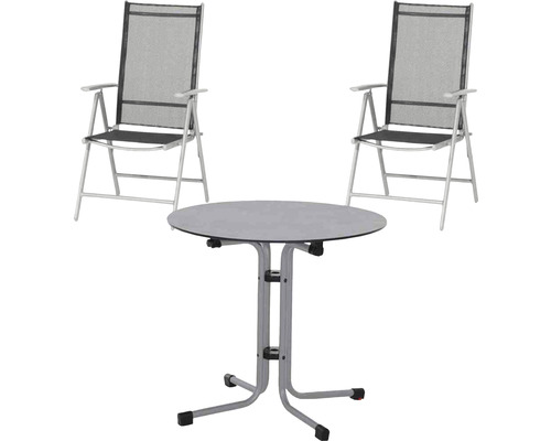 Gartenmöbelset Siena Garden 2 -Sitzer bestehend aus: 2 Stühle,Tisch rund, Metall silber
